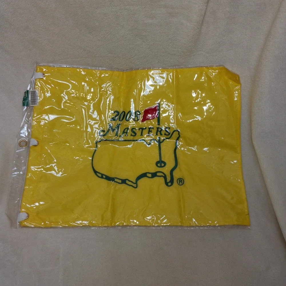 AUTHENTIC  2008  MASTERS GOLF TOURNAMENT FLAG  AUGUSTA NATIONAL  PLASTIC SLEEVE
